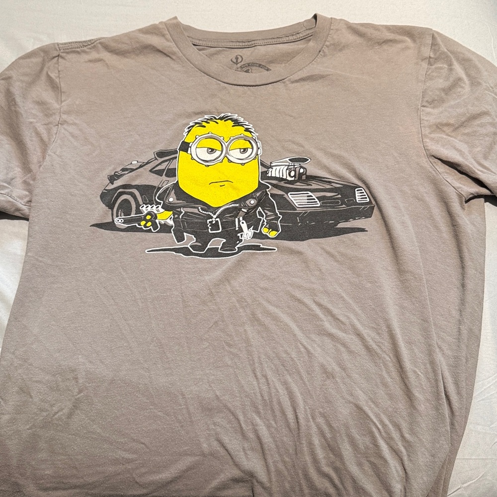 Brown T-Shirt with Yellow Cartoon Graphic